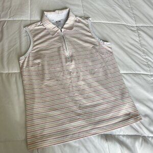 Adidas Womens Golf Top Multicolor Stripe Climalite Stretch 1/4 Zipper Collared L